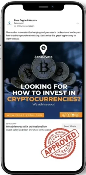 Cryptocurrency investment ad with Bitcoin