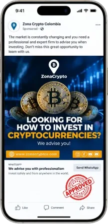 Cryptocurrency investment ad with Bitcoin