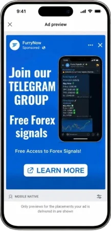 Crypto Telegram ad for free forex signals